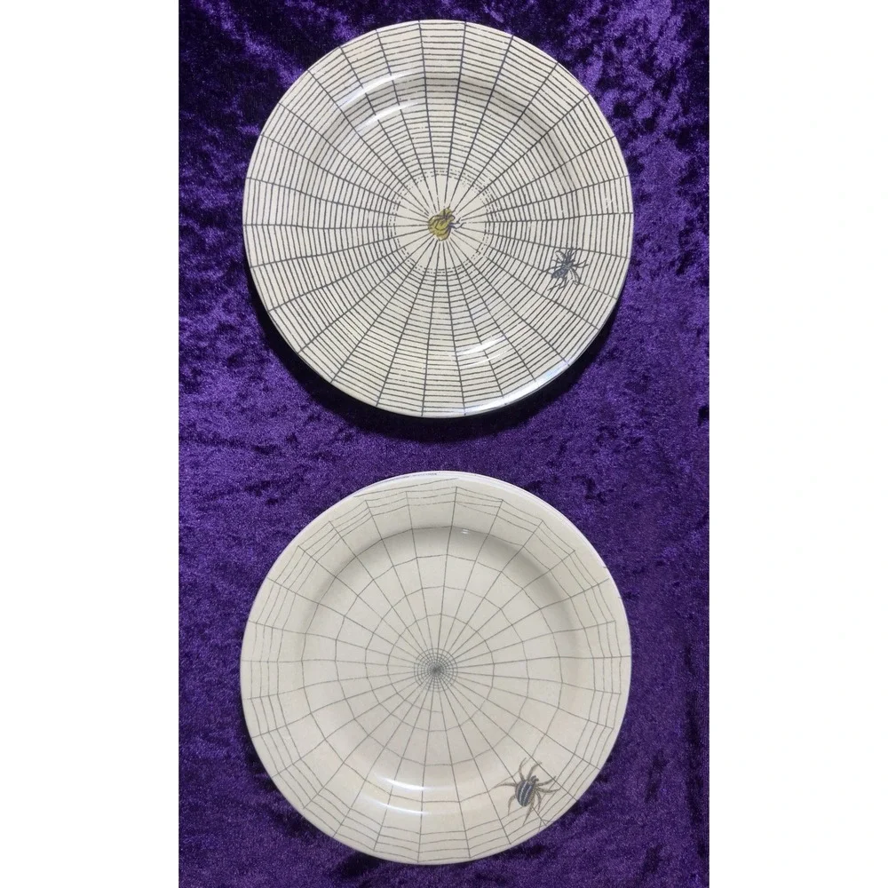 John Derian Appetizer Plate Set Target Spider Web 4 pc Melamine Goth Decor